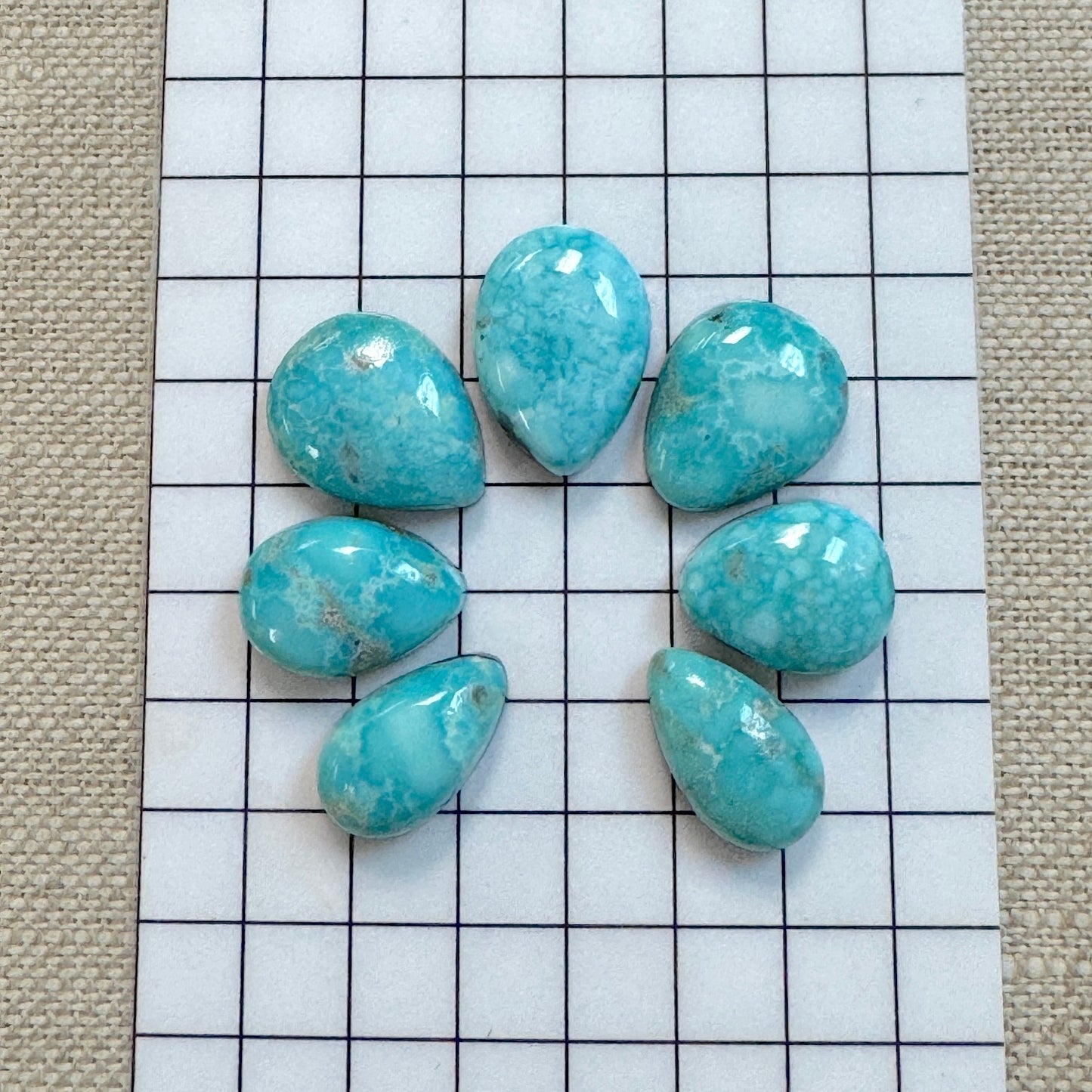 White Water Turquoise Cabochon Set