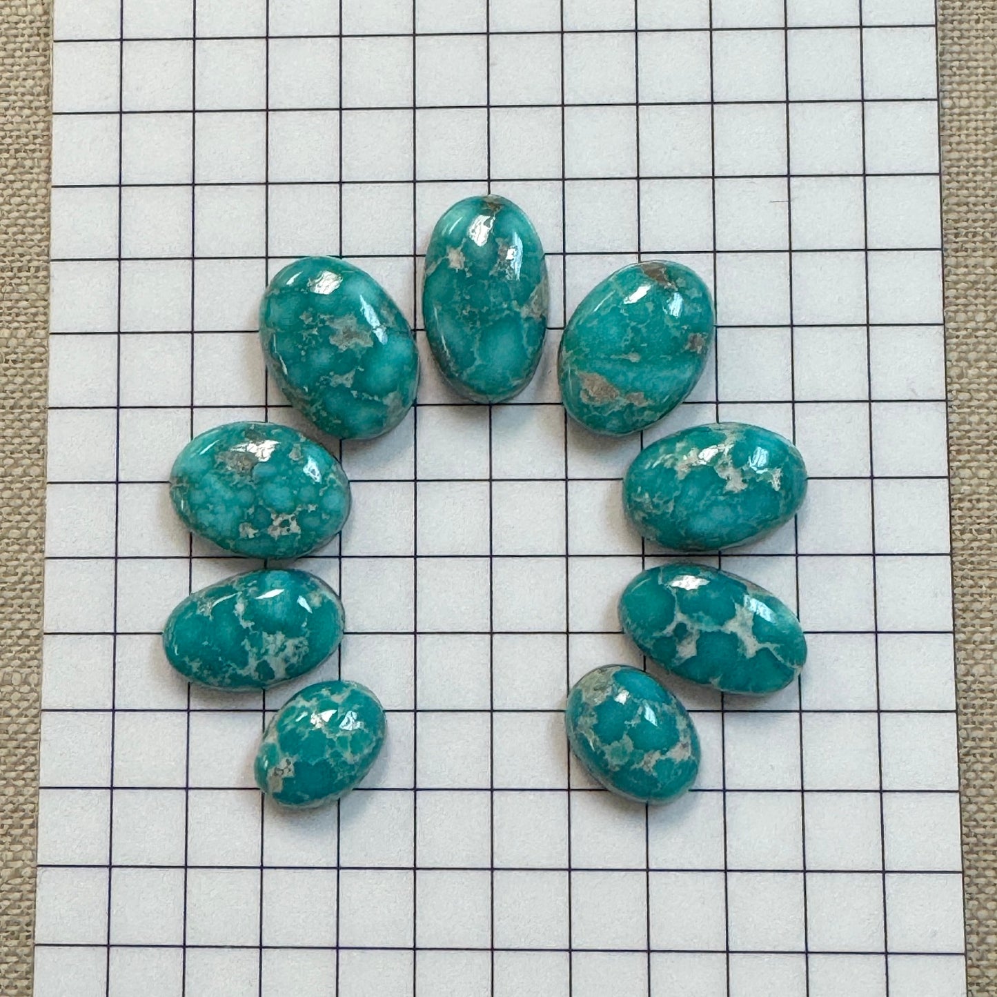 White Water Turquoise Cabochon Set