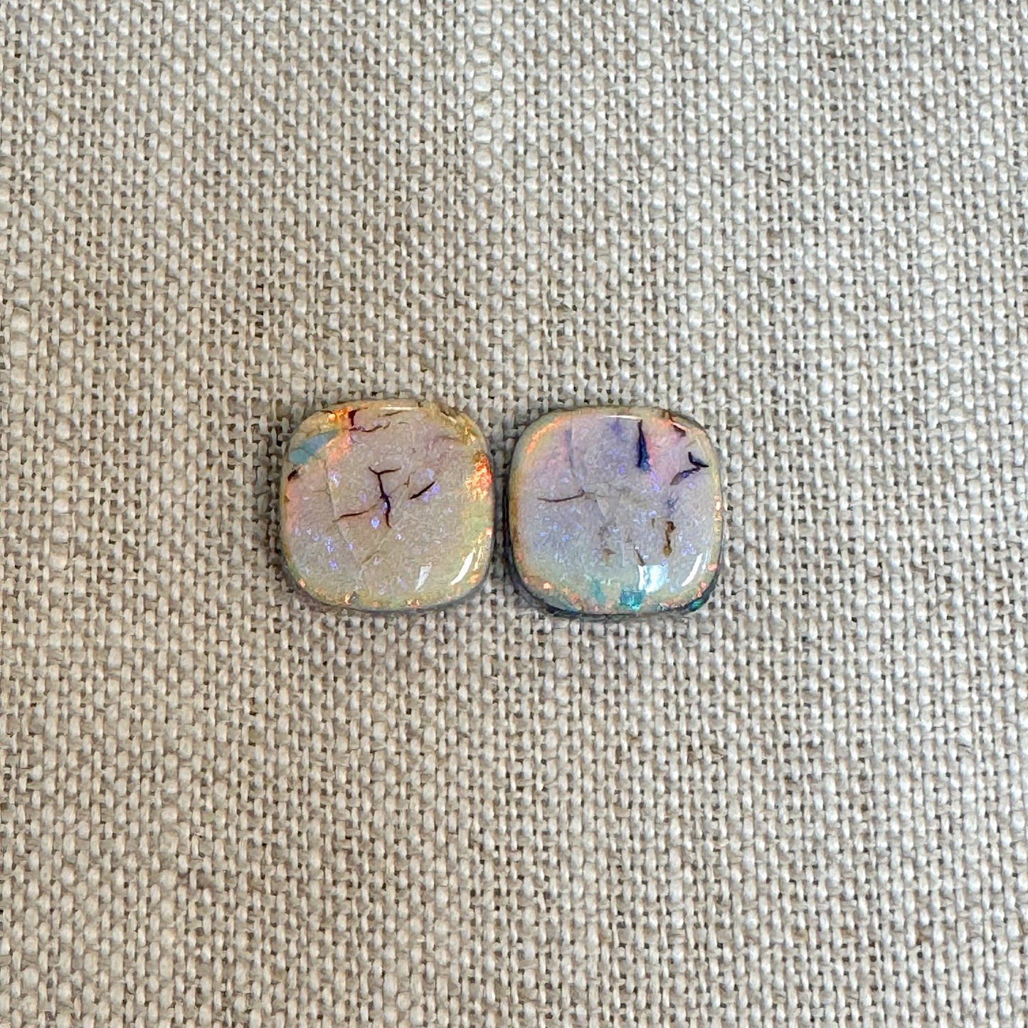Sterling Opal 12mm Square Cushion Cut Pair