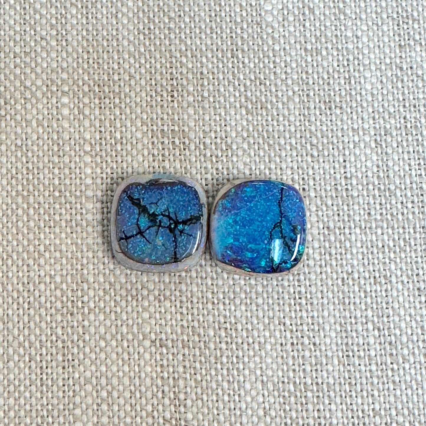 Sterling Opal 12mm Square Cushion Cut Pair