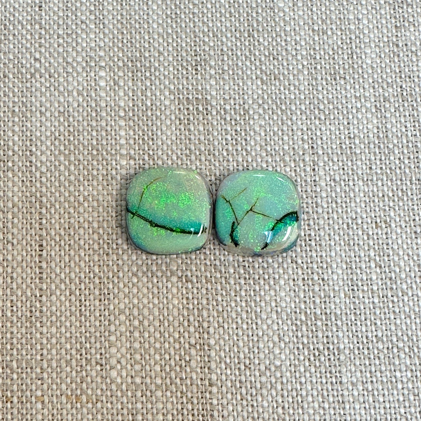 Sterling Opal 12mm Square Cushion Cut Pair