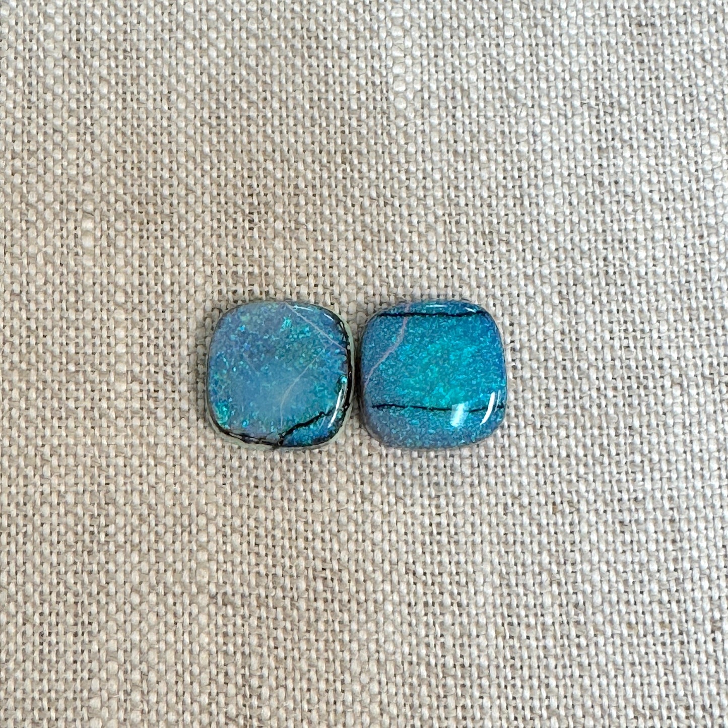 Sterling Opal 12mm Square Cushion Cut Pair
