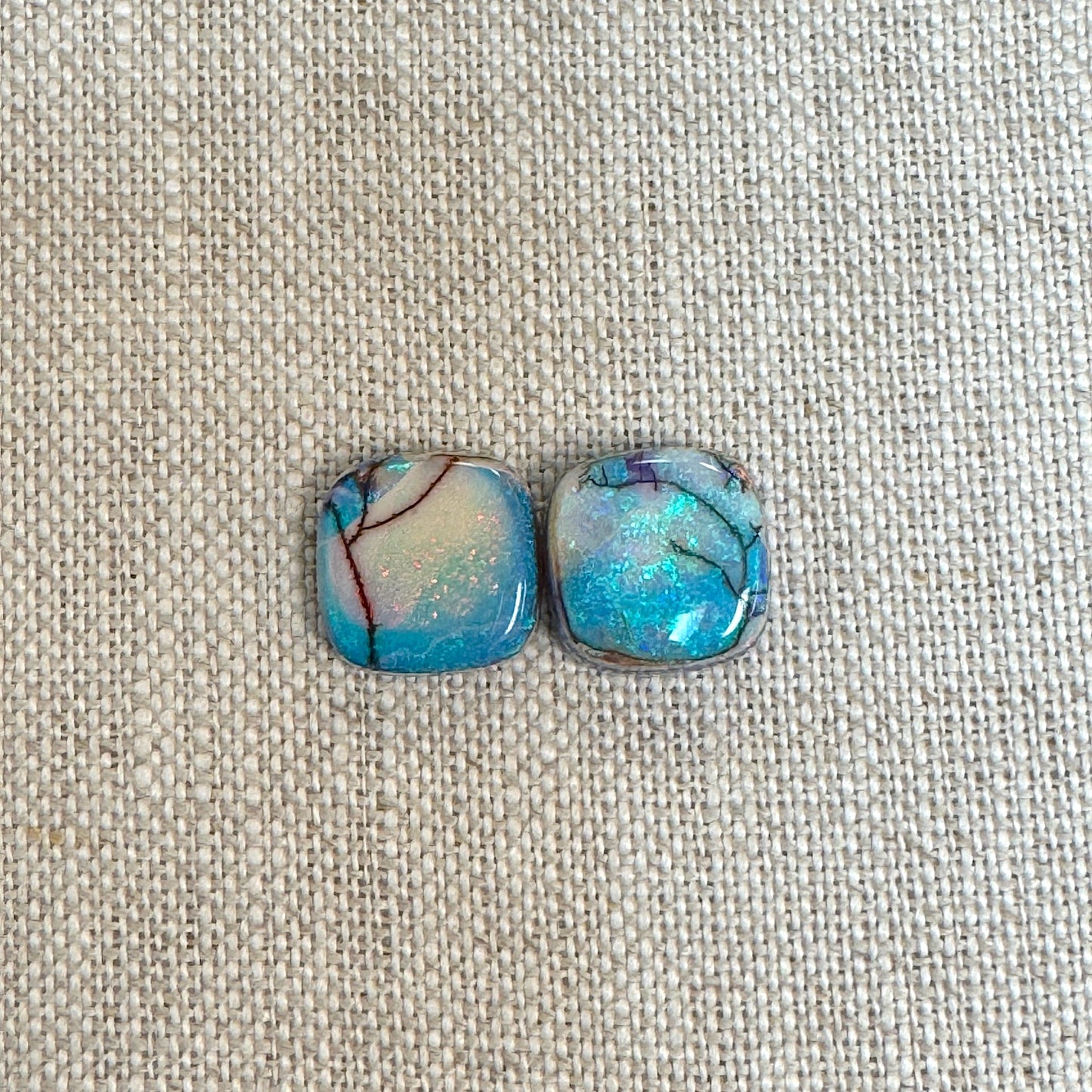 Sterling Opal 12mm Square Cushion Cut Pair