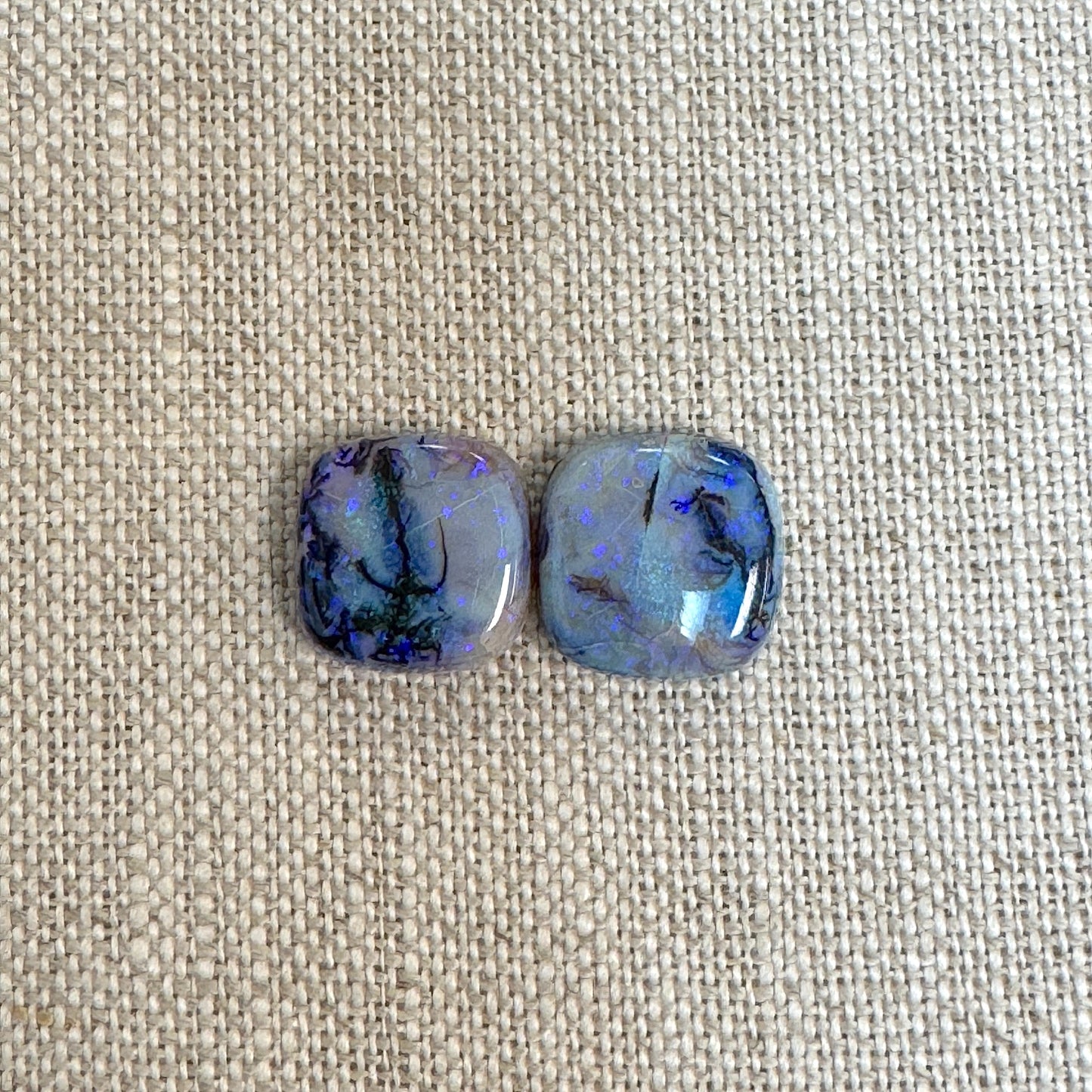 Sterling Opal 12mm Square Cushion Cut Pair