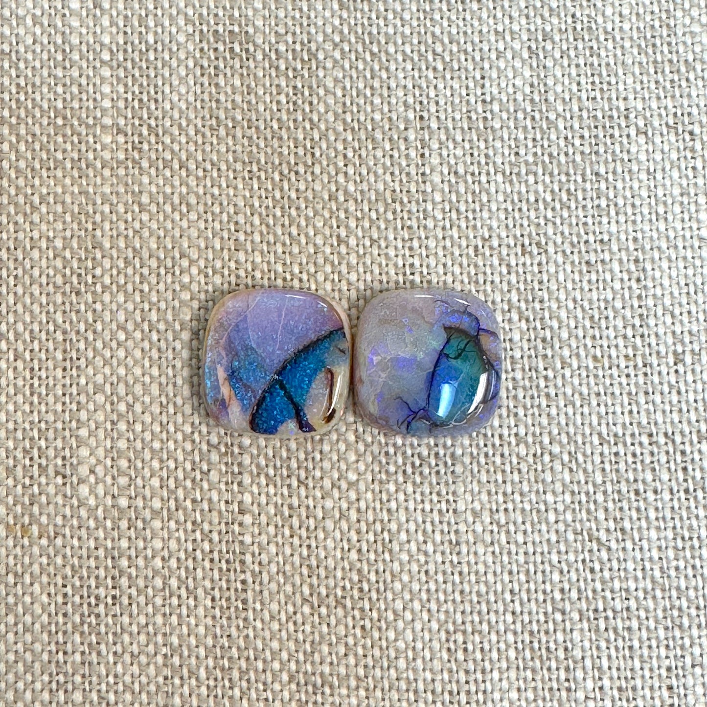 Sterling Opal 12mm Square Cushion Cut Pair