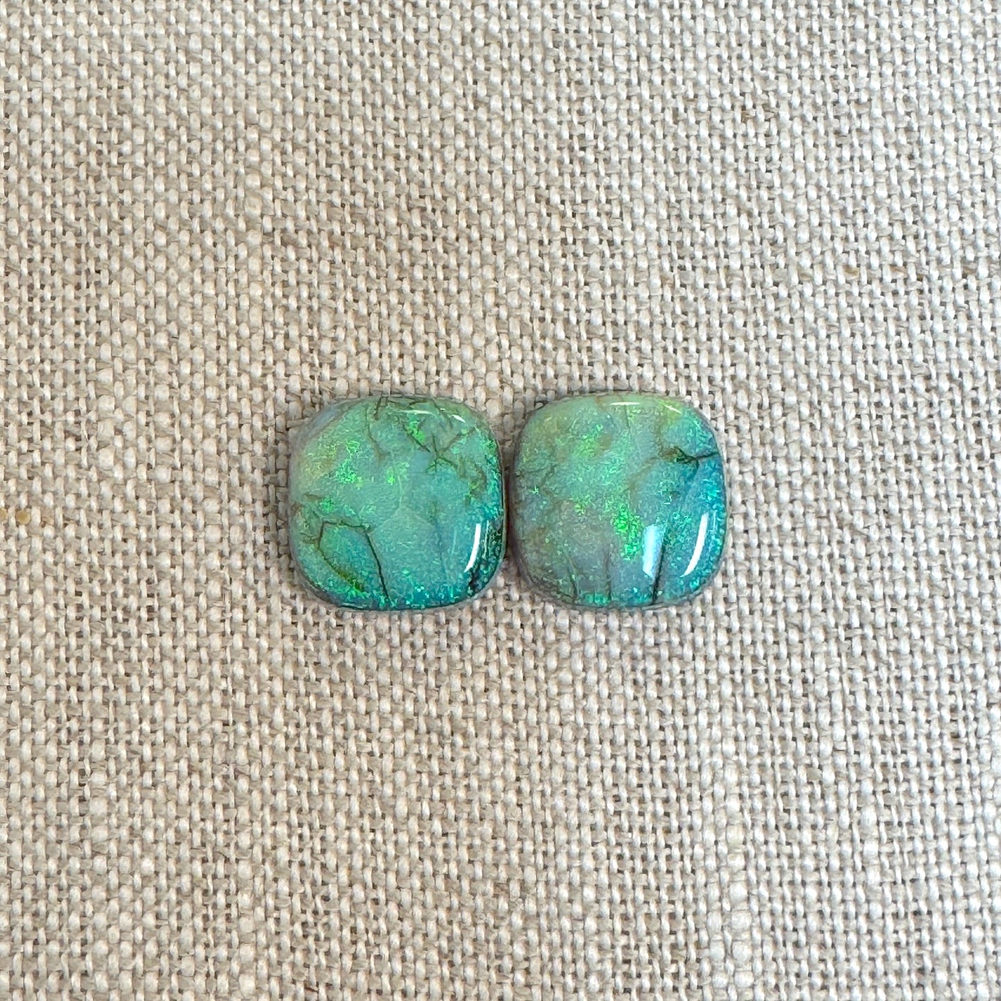 Sterling Opal 12mm Square Cushion Cut Pair