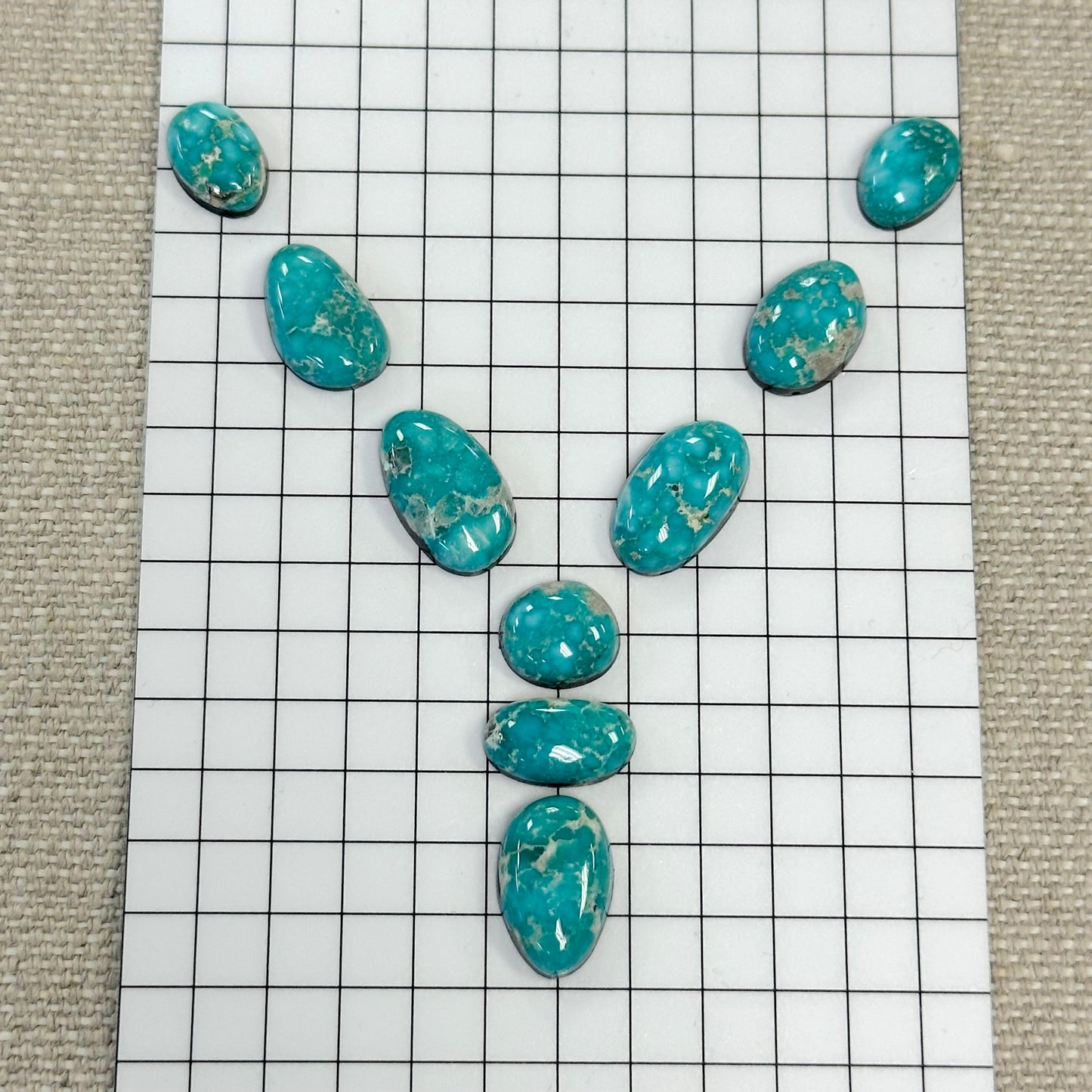 White Water Turquoise Cabochon Set