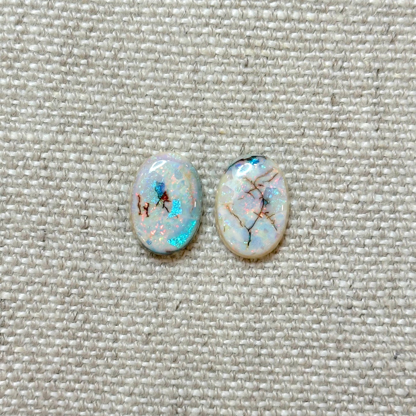 Sterling Opal 10x14mm Pear Cabochon Set