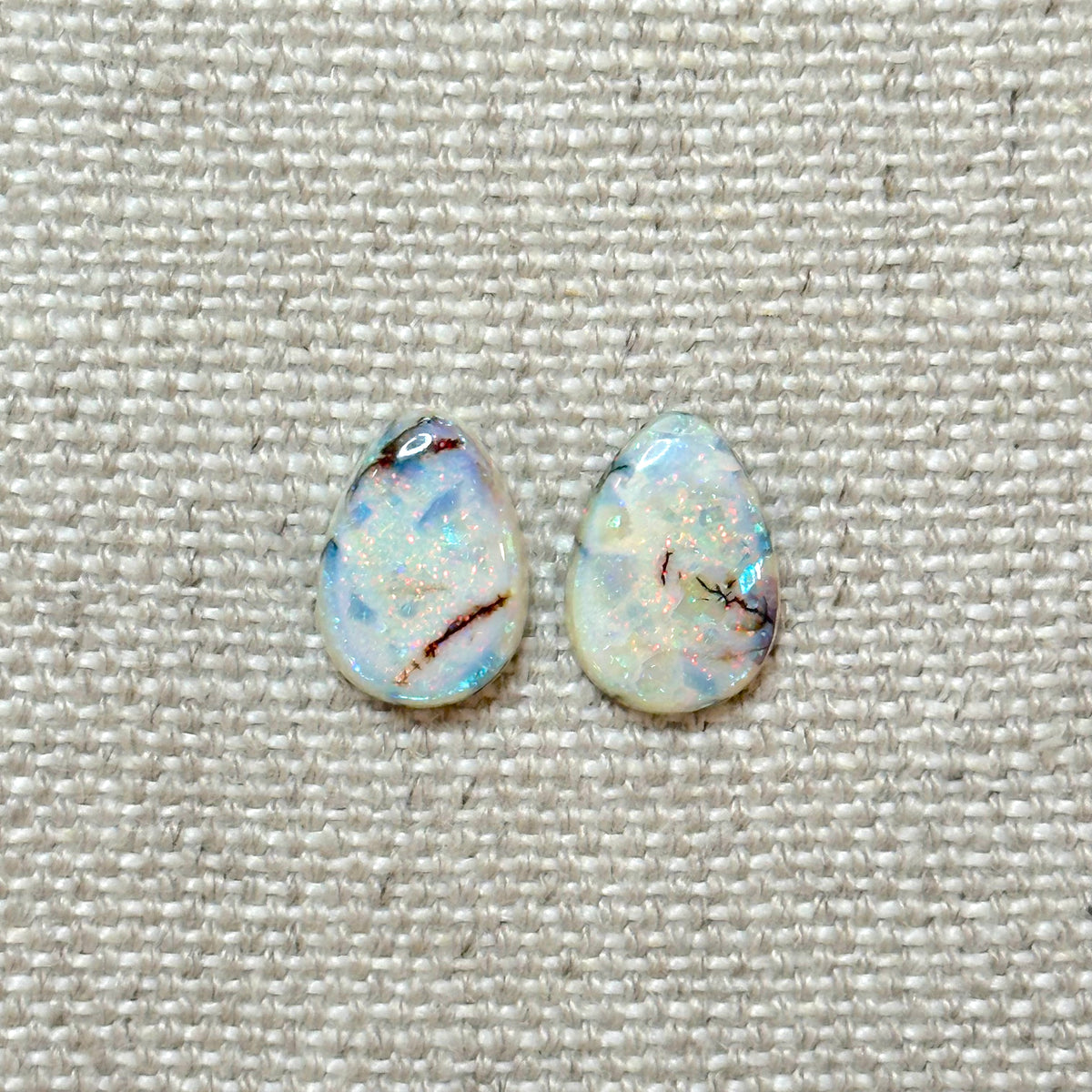 Sterling Opal 10x14mm Pear Cabochon Set