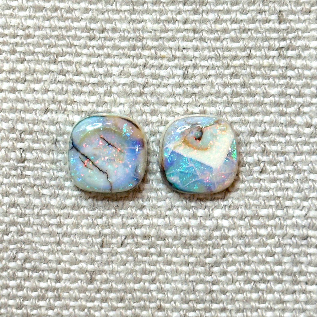 Sterling Opal 10mm Cushion Cut Square Cabochon Set
