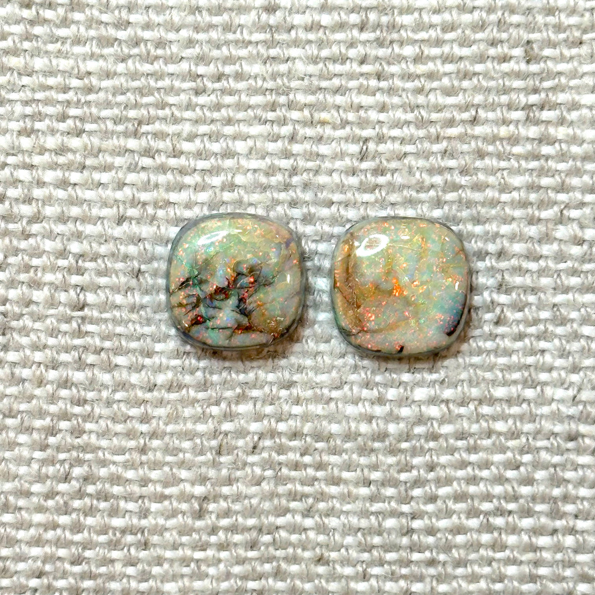 Sterling Opal 10mm Cushion Cut Square Cabochon Set