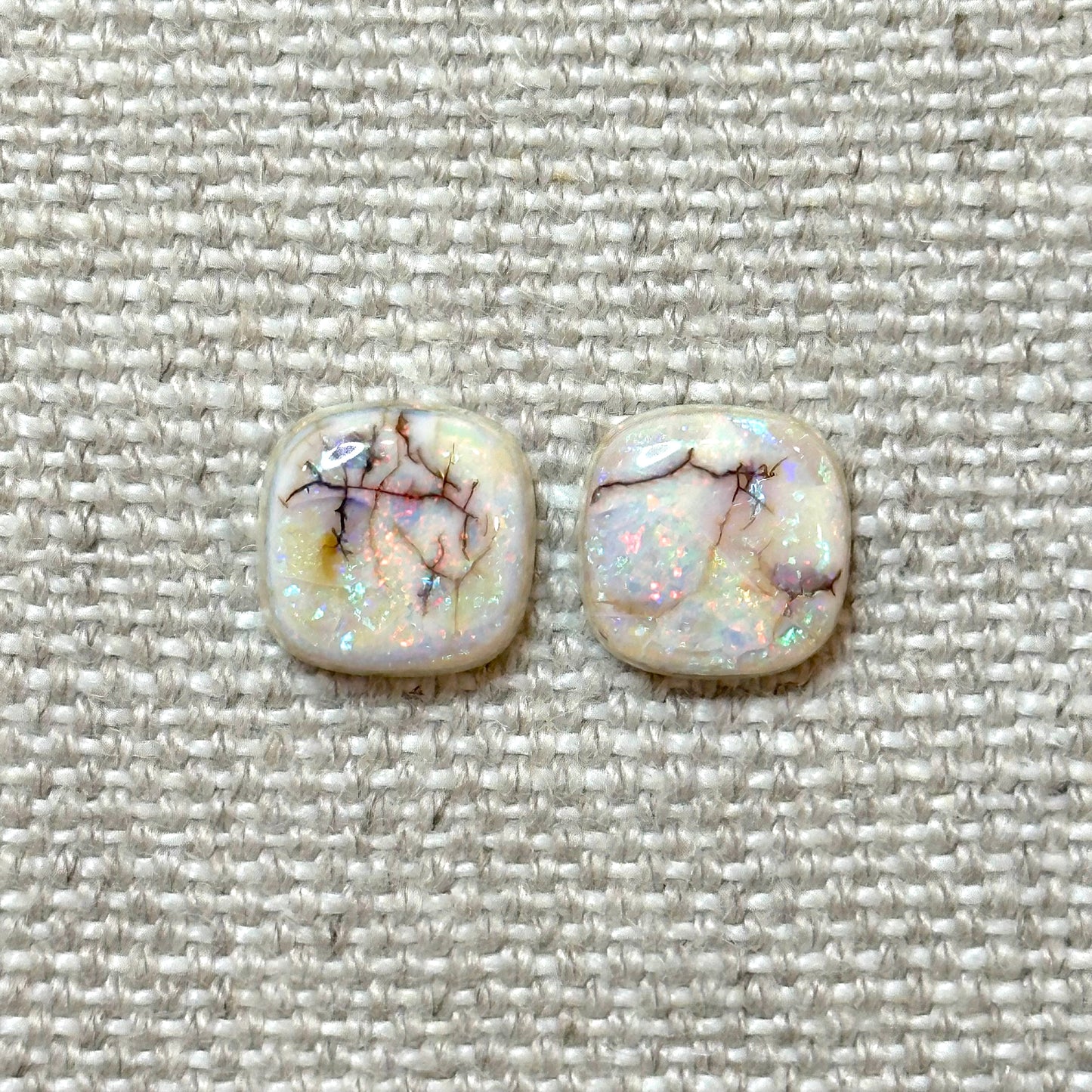 Sterling Opal 10mm Cushion Cut Square Cabochon Set