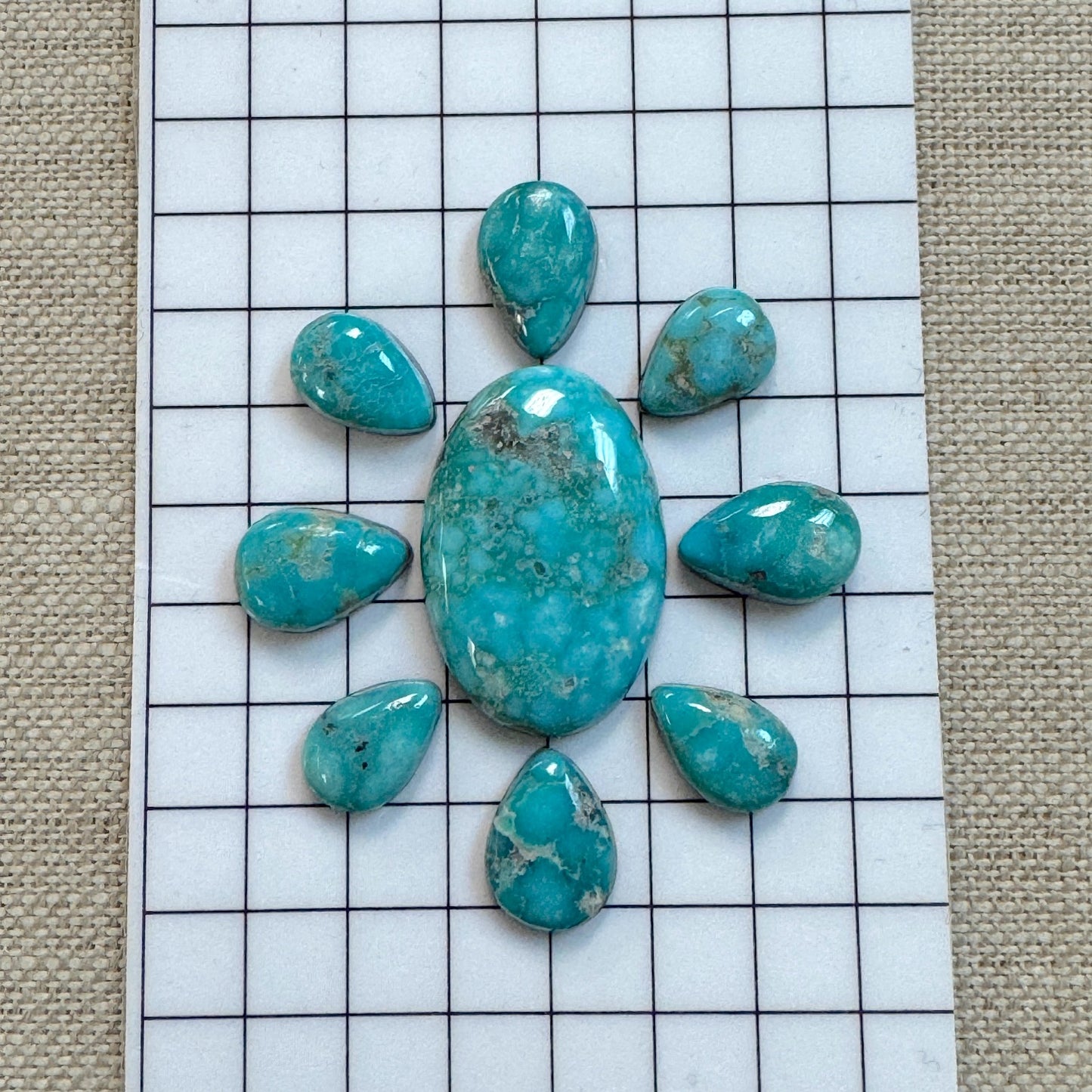 White Water Turquoise Cabochon Set