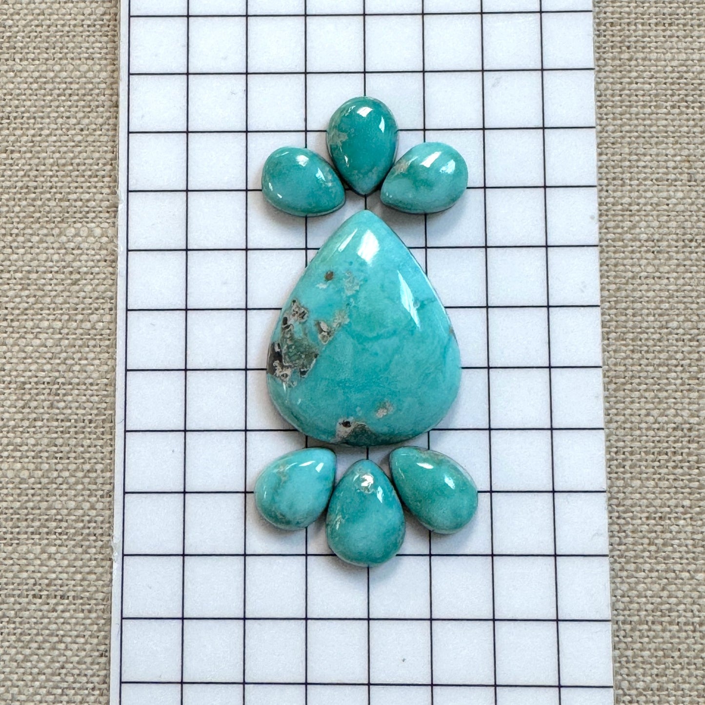 White Water Turquoise Cabochon Set