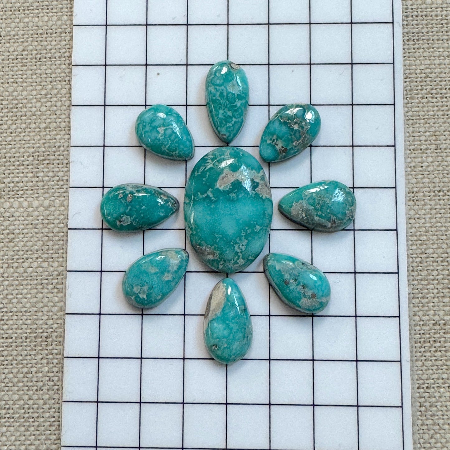 White Water Turquoise Cabochon Set