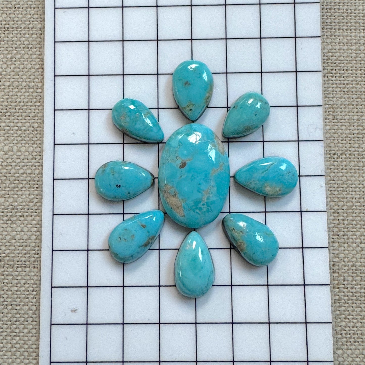 White Water Turquoise Cabochon Set