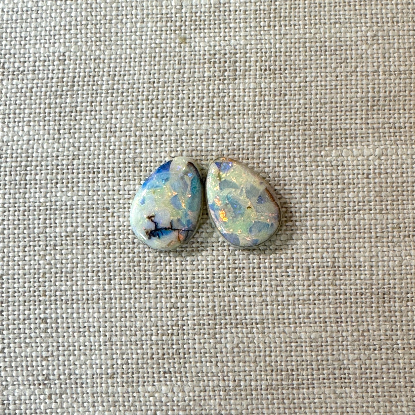 Sterling Opal 10x14mm Pear Cabochon Set