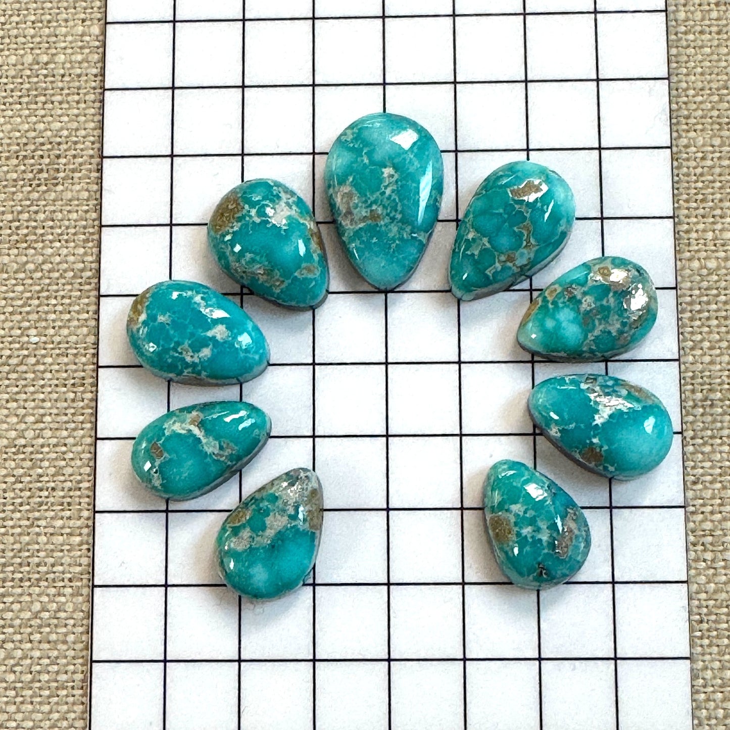 White Water Turquoise Cabochon Set