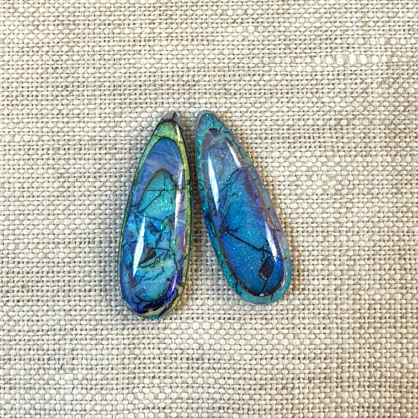 Sterling Opal 10x30mm Long Pear Cabochon Set
