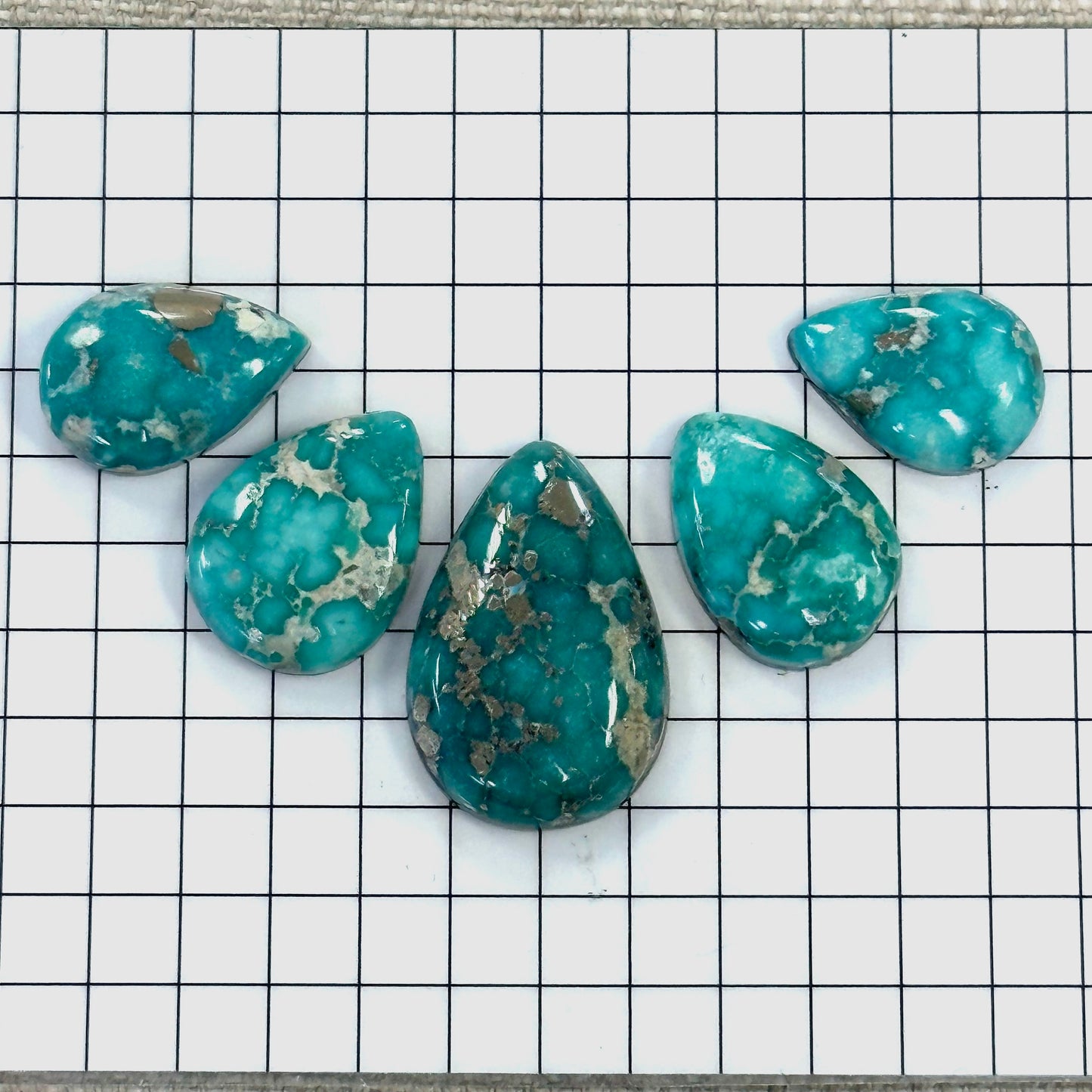 White Water Turquoise Cabochon Set