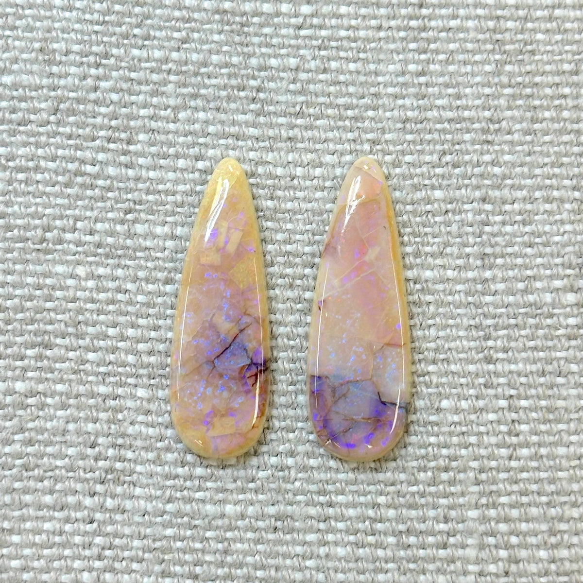 Sterling Opal 10x30mm Long Pear Cabochon Set
