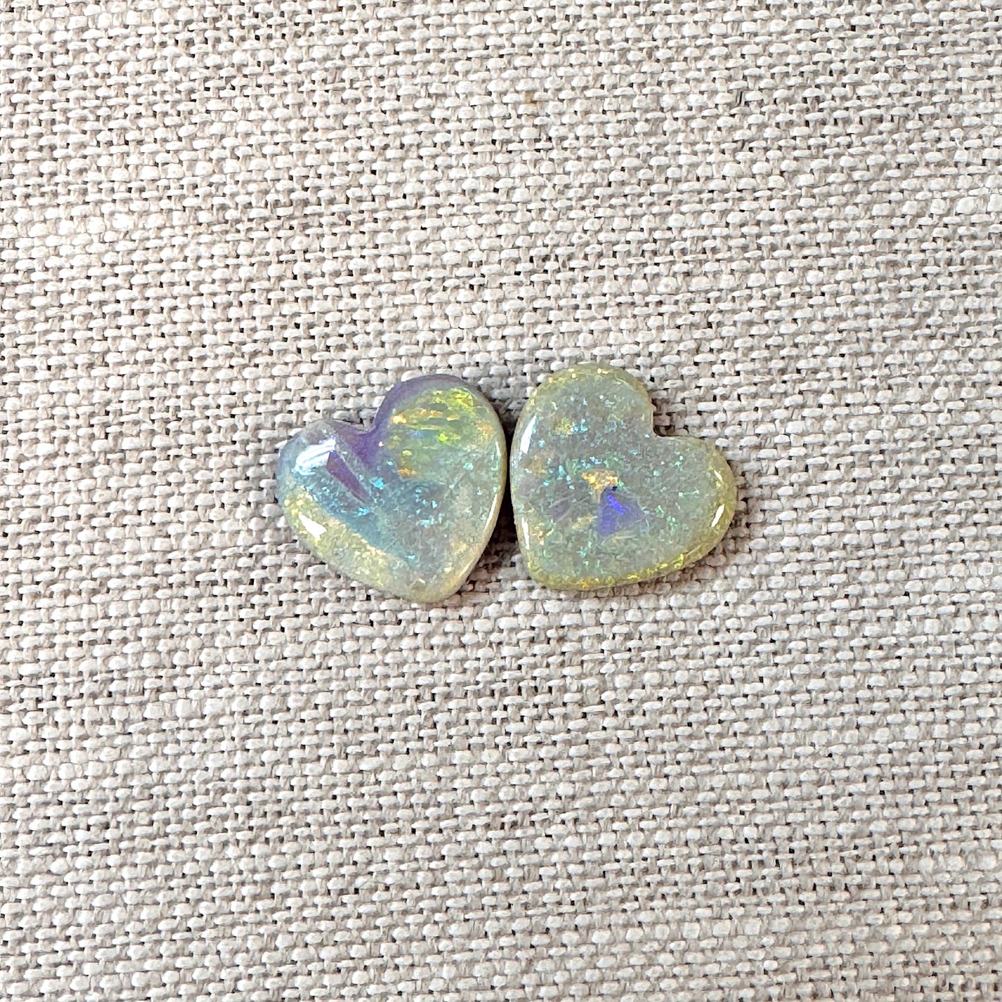 Sterling Opal 12mm Heart Cabochon Set