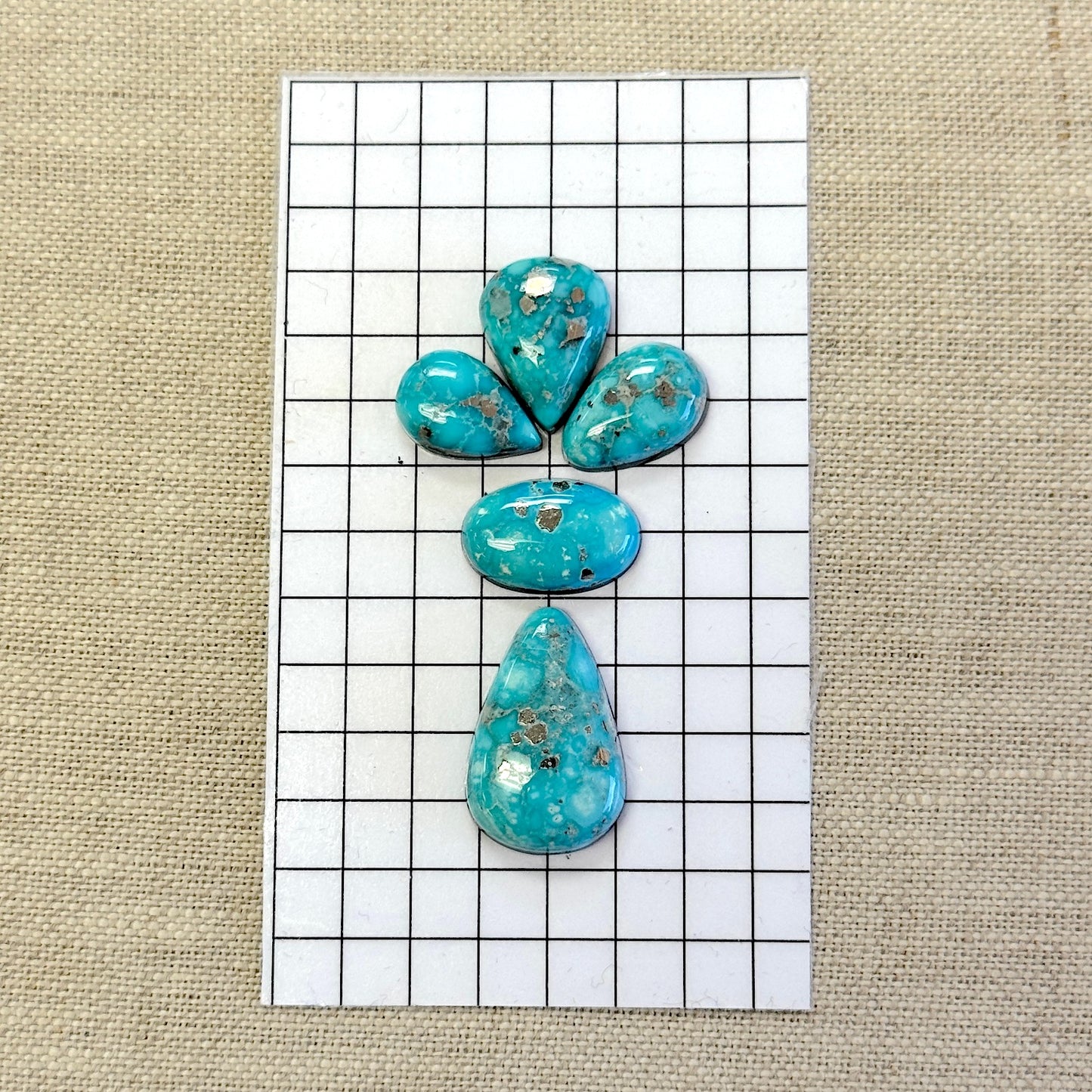 White Water Turquoise Cabochon Set