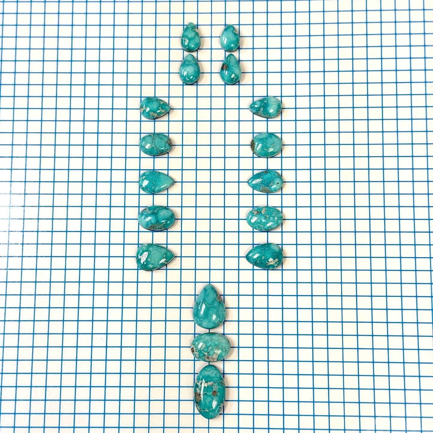 White Water Turquoise Cabochon Set