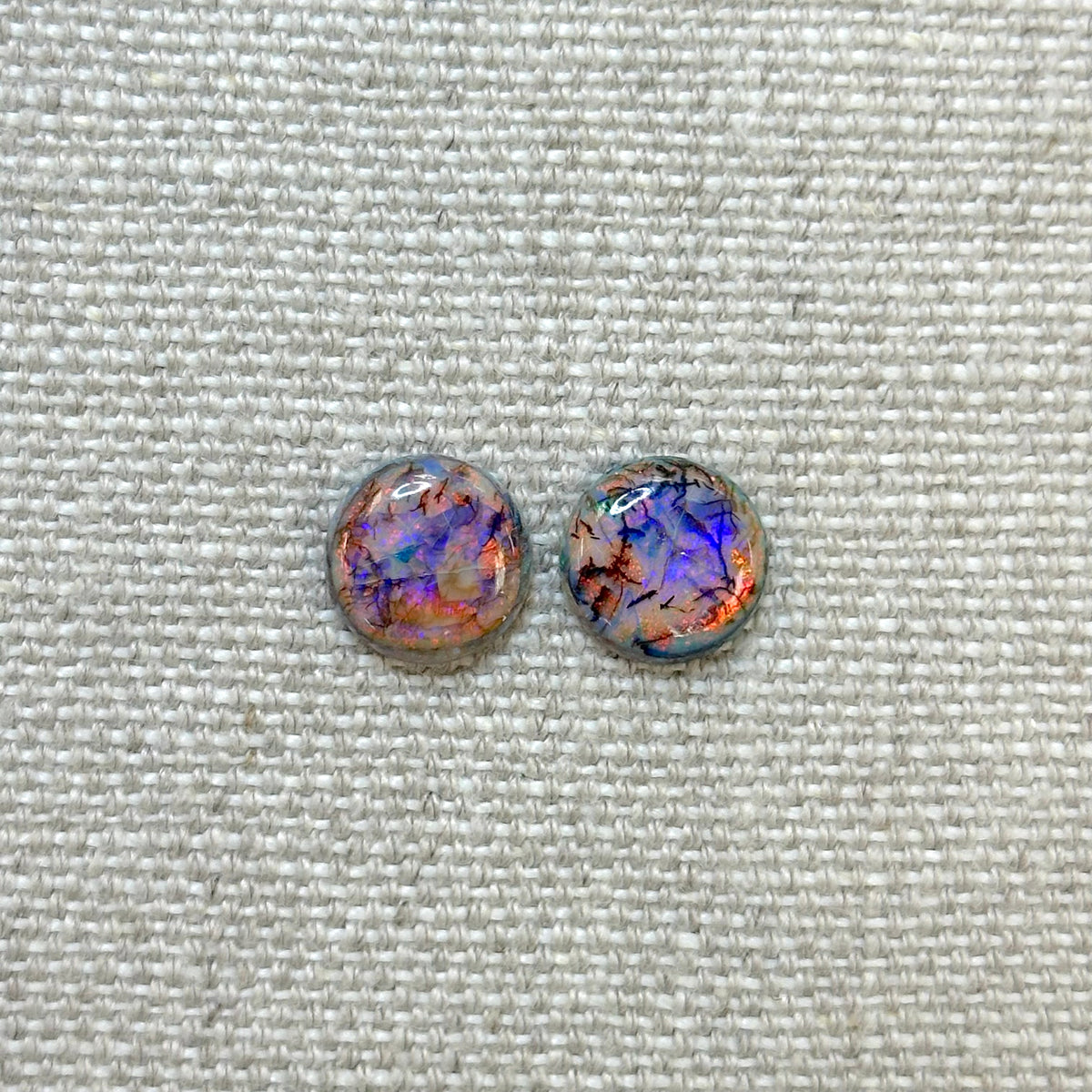 Sterling Opal 12mm Round Cabochon Set