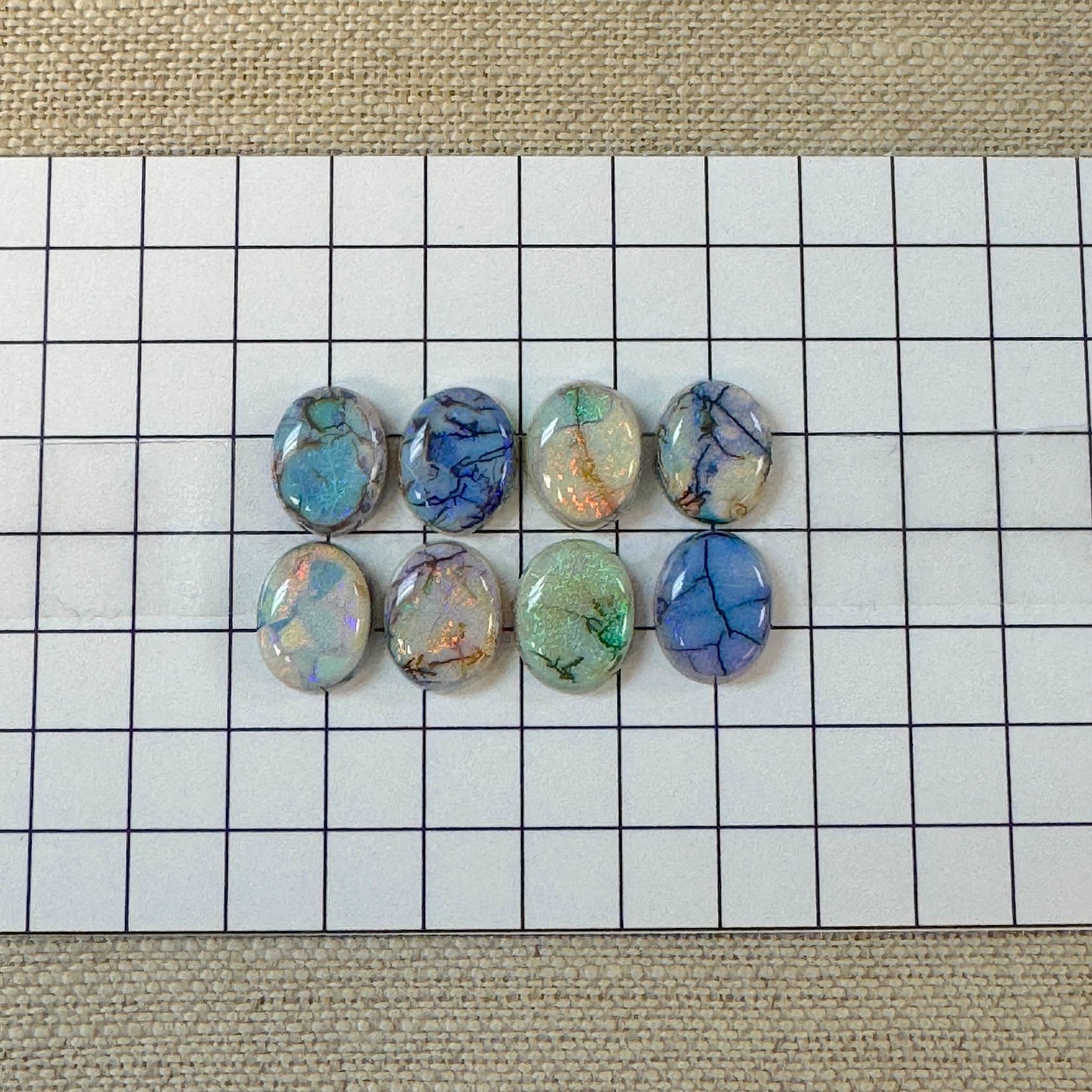 Sterling Opal Oval 8x10mm Cabochon Set -- 8 pc