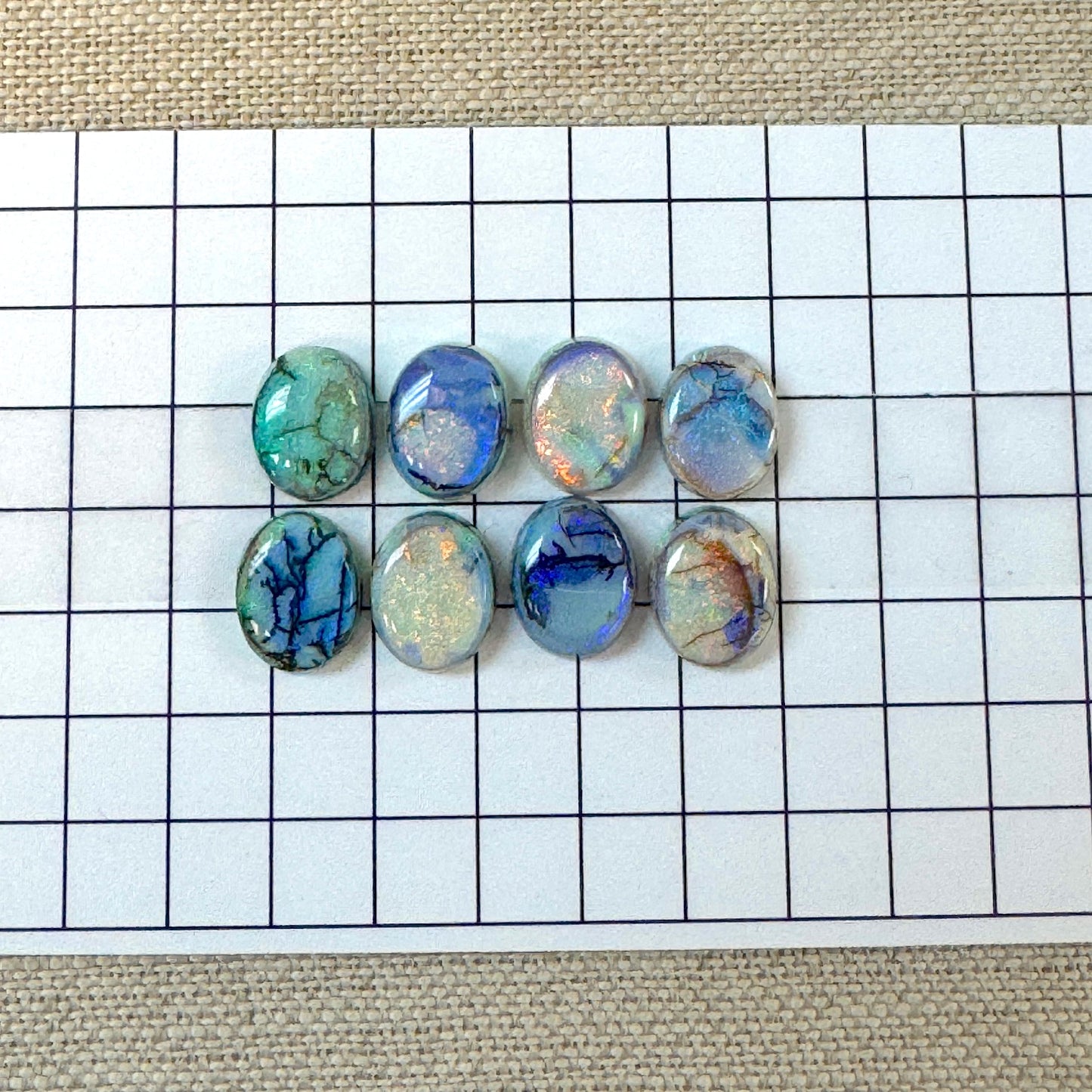 Sterling Opal Oval 8x10mm Cabochon Set -- 8 pc
