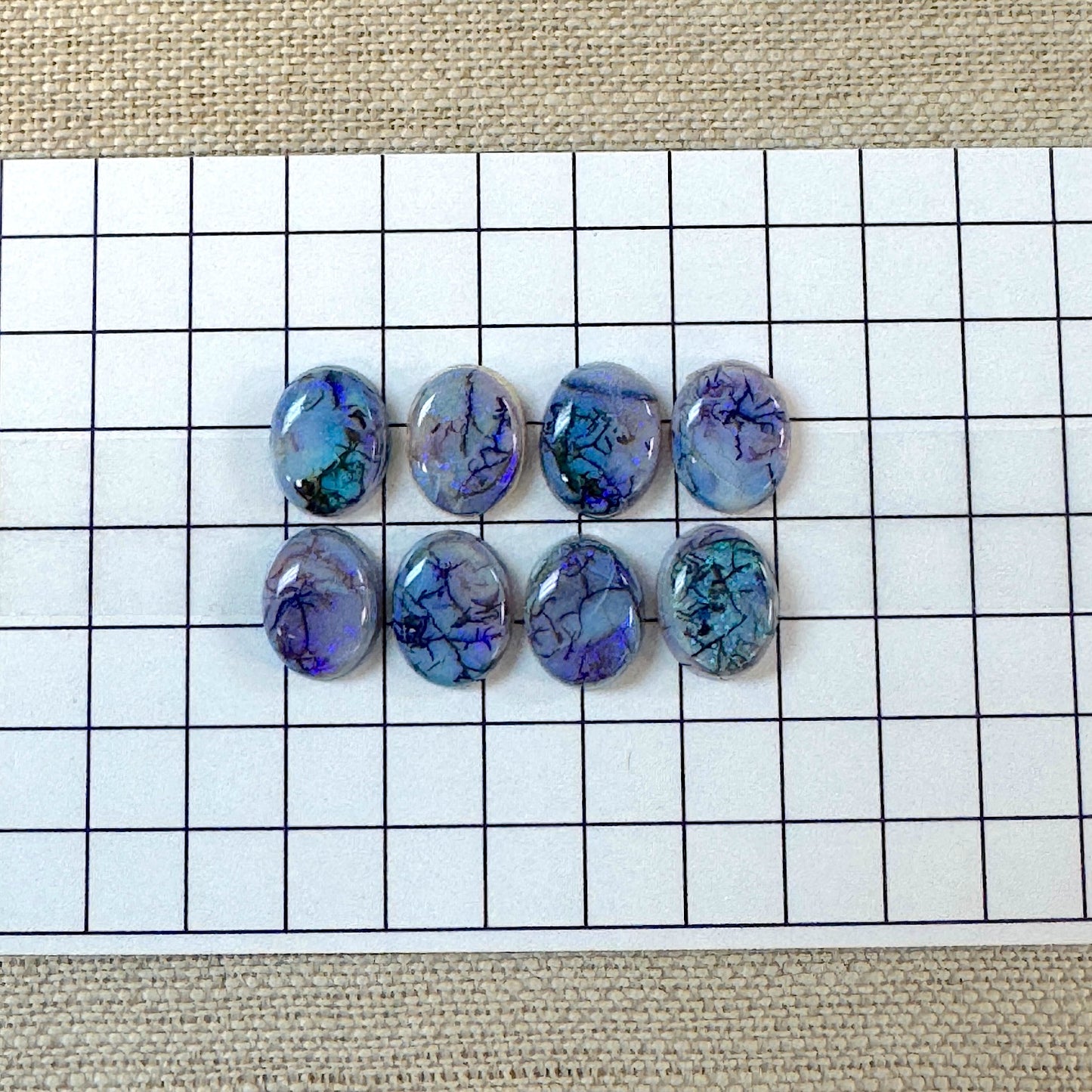 Sterling Opal Oval 8x10mm Cabochon Set -- 8 pc