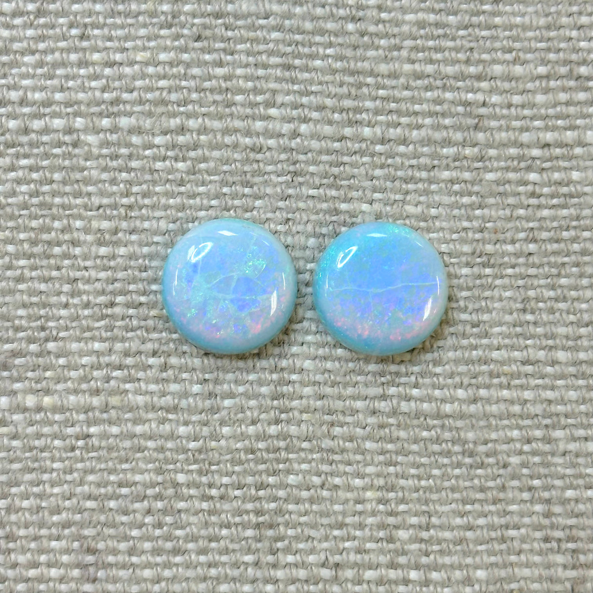 Sterling Opal 12mm Round Cabochon Set