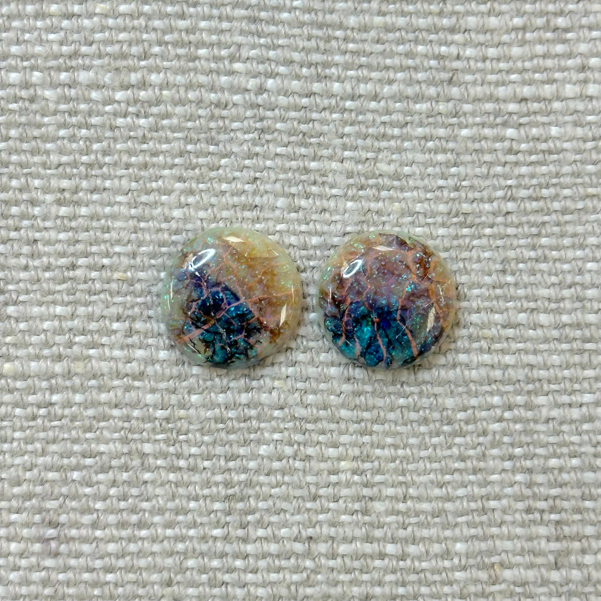 Sterling Opal 12mm Round Cabochon Set