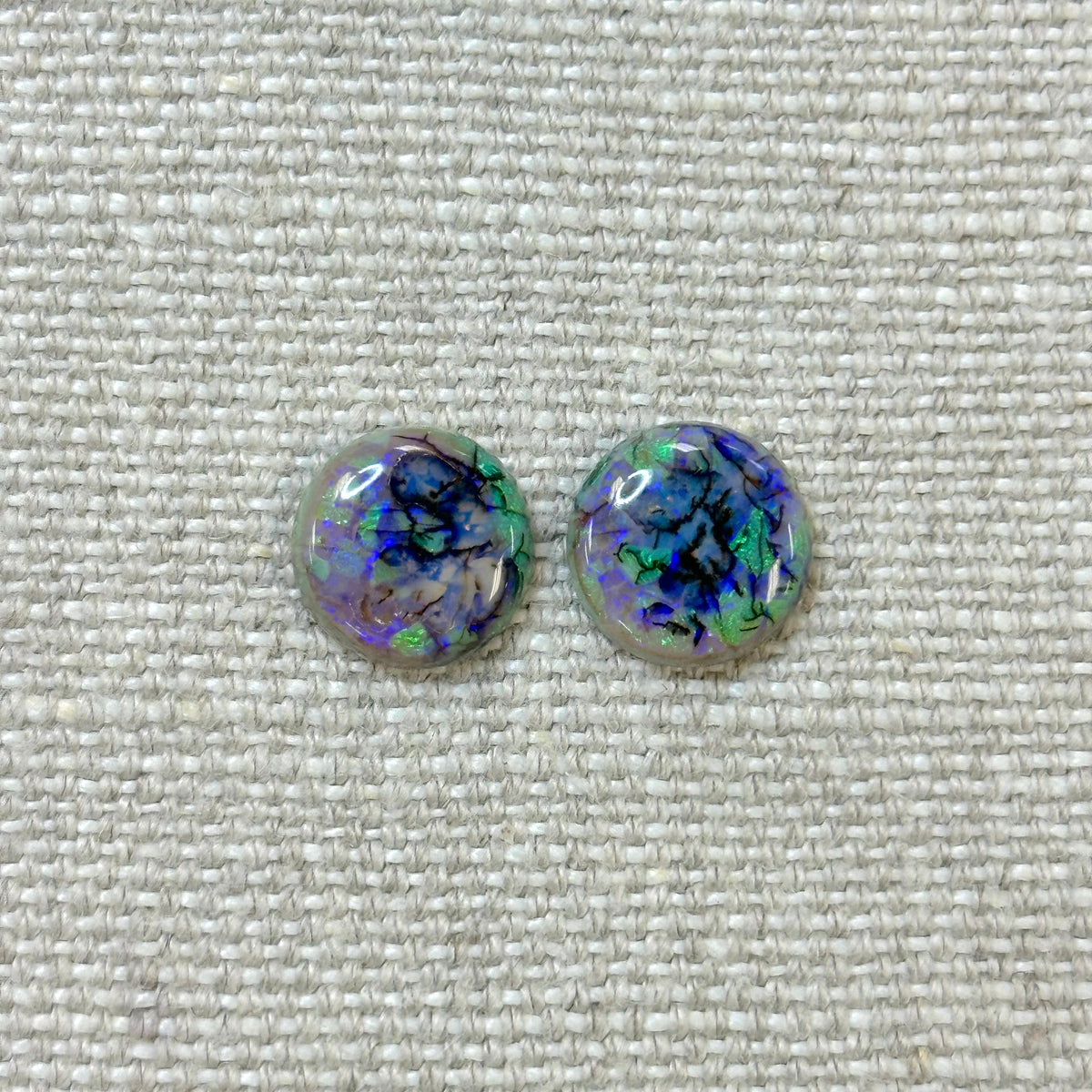 Sterling Opal 12mm Round Cabochon Set
