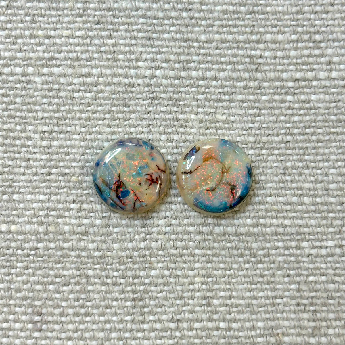 Sterling Opal 12mm Round Cabochon Set