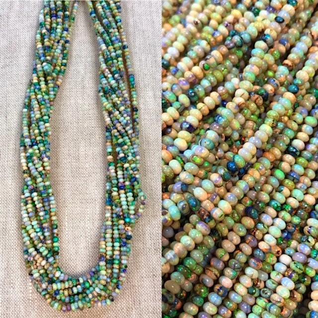Sterling Opal 3mm Rondelles -- 16" Strands