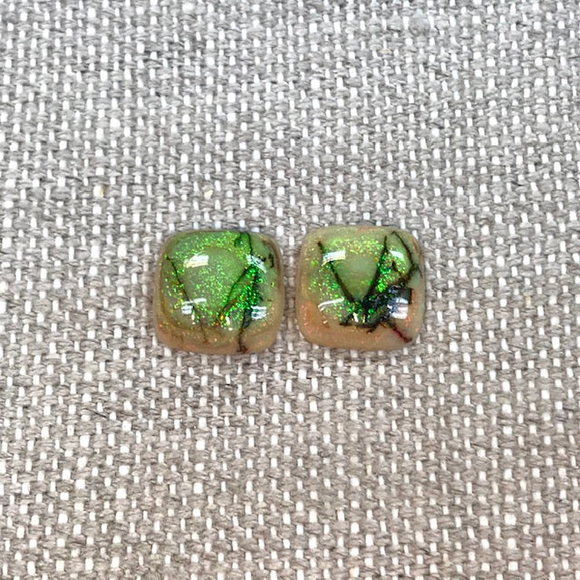 Sterling Opal 12mm Square Cushion Cut set