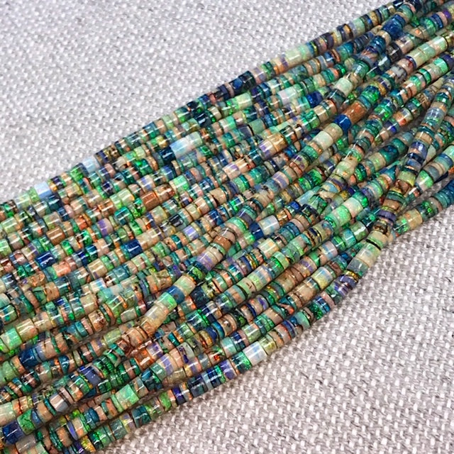 Sterling Opal 16" Strand 4mm Heishi Style Disc