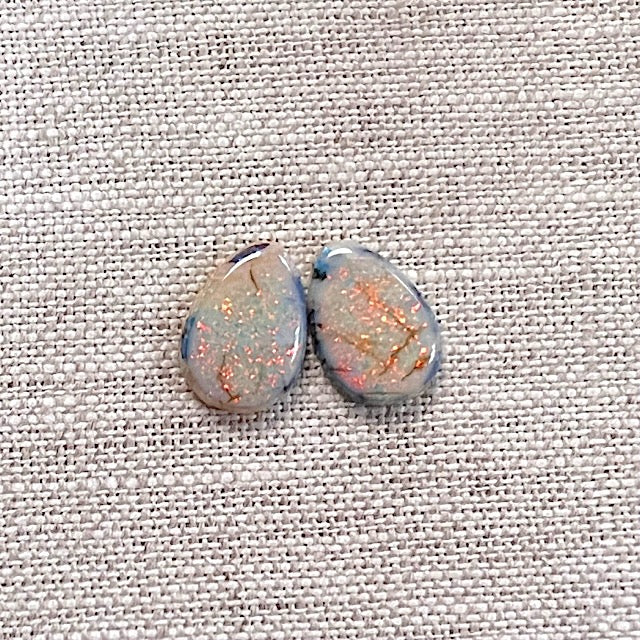 Sterling Opal 10x14mm Pear Cabochon Set