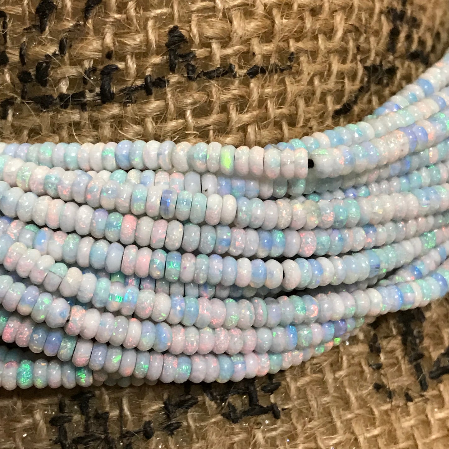 Sterling Opal 3mm Rondelles 16" Strands