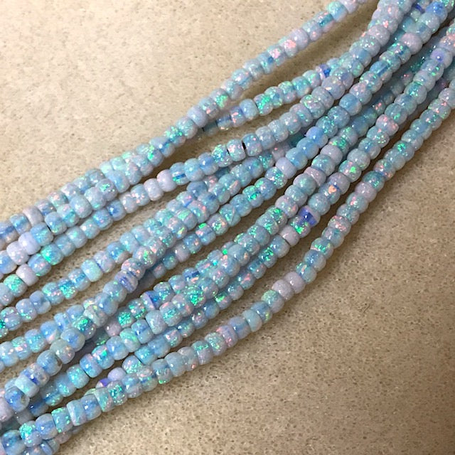 Sterling Opal 3mm Rondelles -- 8" Strand