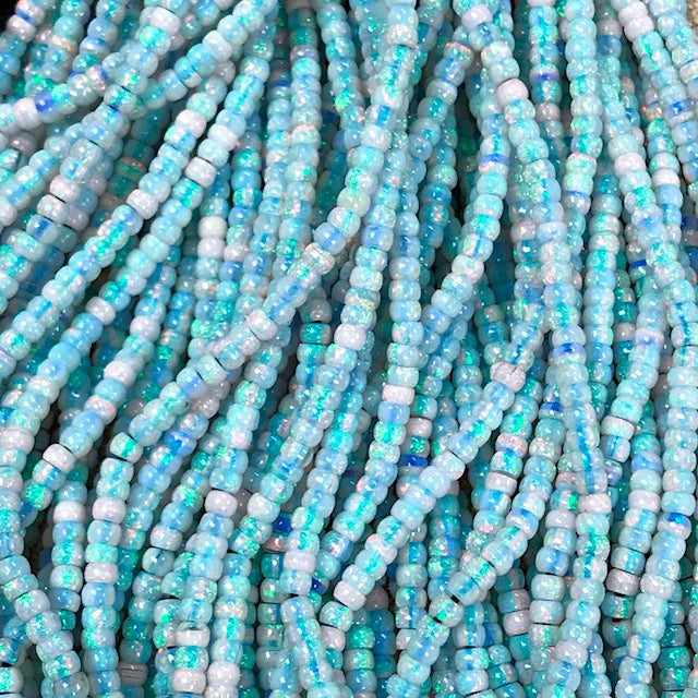 Sterling Opal 3mm Rondelles -- 8" Strand