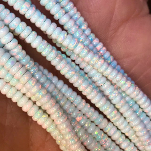 Sterling Opal 3mm Rondelles 16" Strands