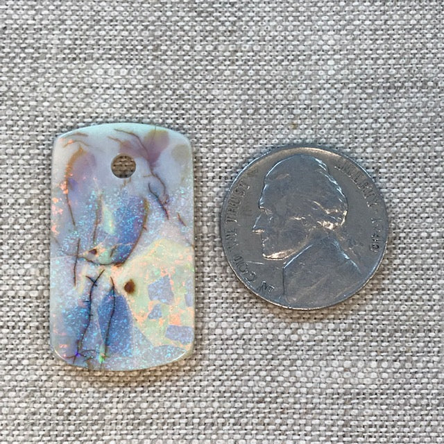 Sterling Opal Dog Tag