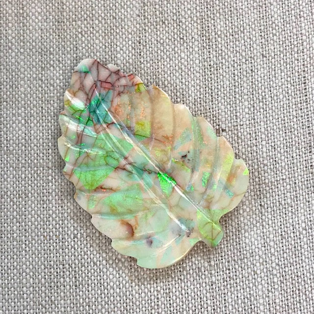 Sterling Opal Carved Leaf