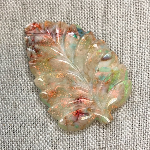Sterling Opal Carved Leaf