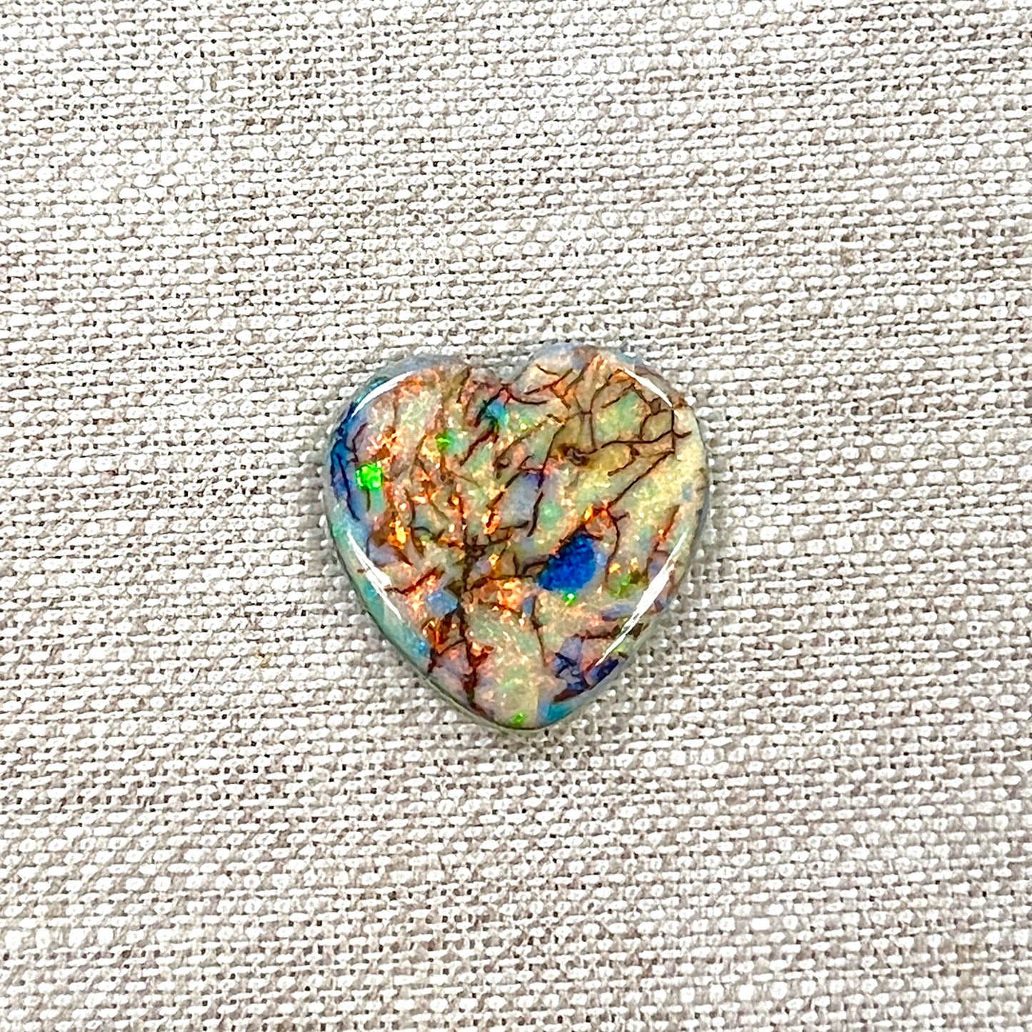 Sterling Opal 20mm Heart Cabochon