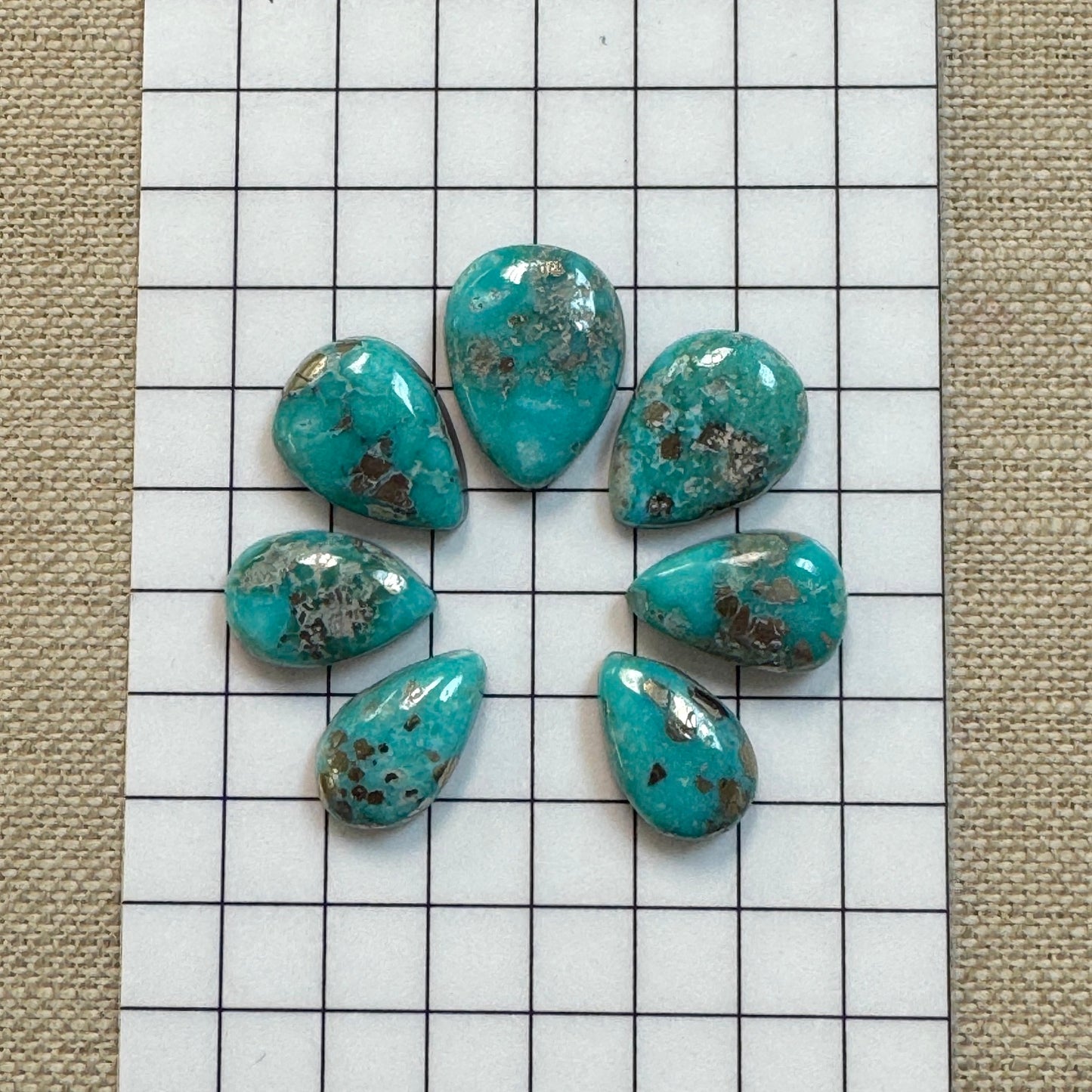 White Water Turquoise Cabochon Set