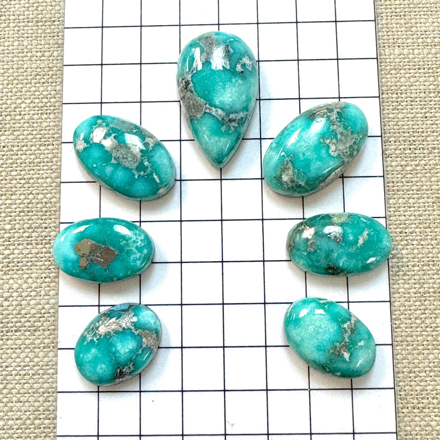 White Water Turquoise Cabochon Set